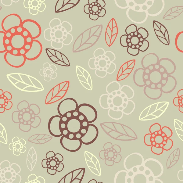 Patrón sin costura floral con flores y hojas. — Archivo Imágenes Vectoriales