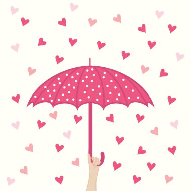 şemsiye ve hearts yağmur