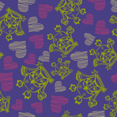 Baykuş ve kalp desen.