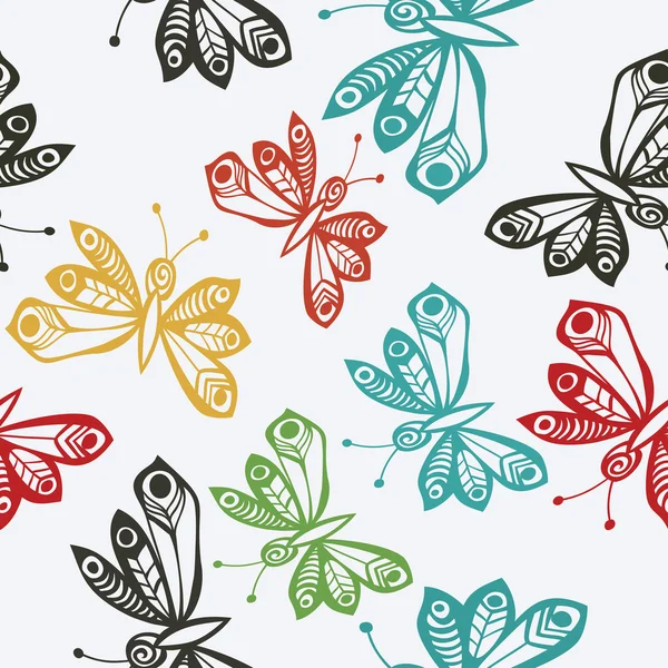 Romantique motif papillon sans couture . — Image vectorielle