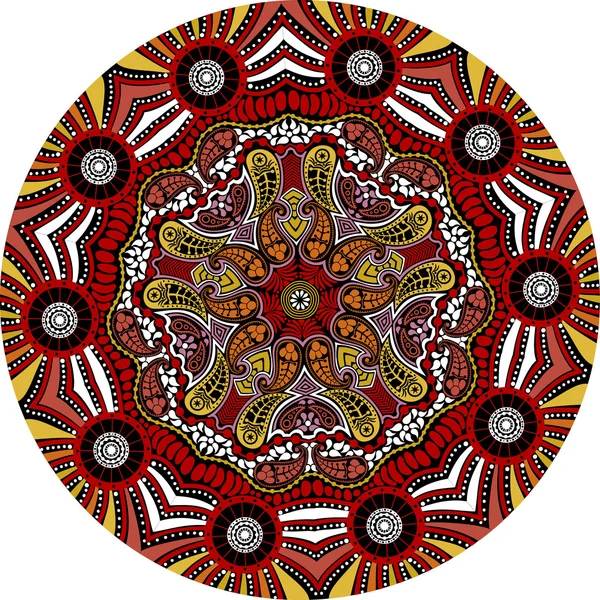 Adorno indio, patrón floral caleidoscópico — Vector de stock