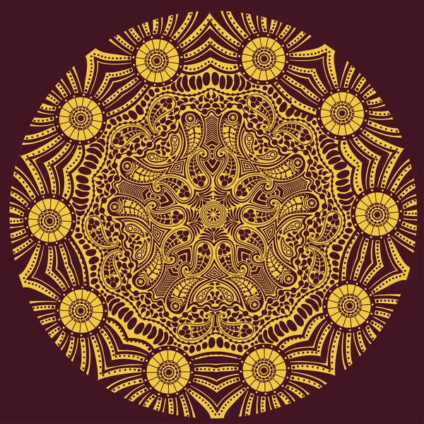 Flor de encaje redonda ornamental — Vector de stock