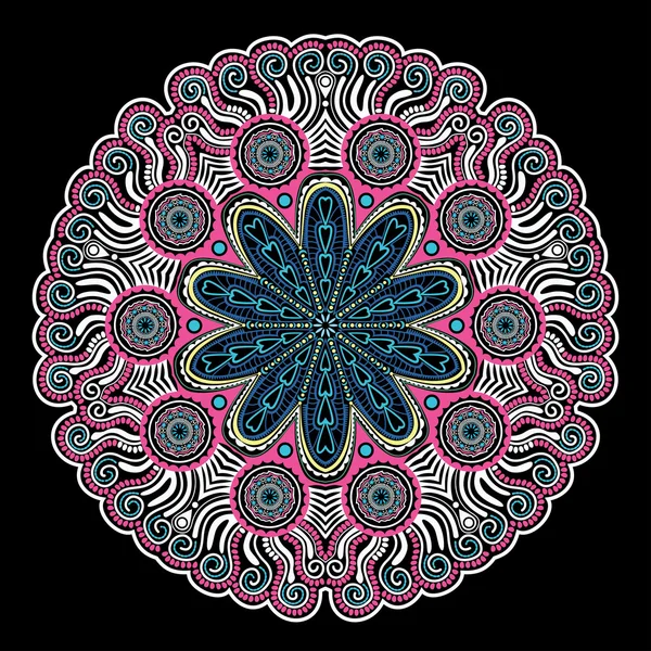 Indian ornament, kaleidoscopic floral pattern, mandala. — Stock Vector