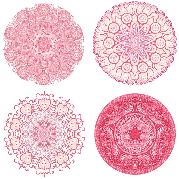 Ornements indiens, motif floral kaléidoscopique — Image vectorielle