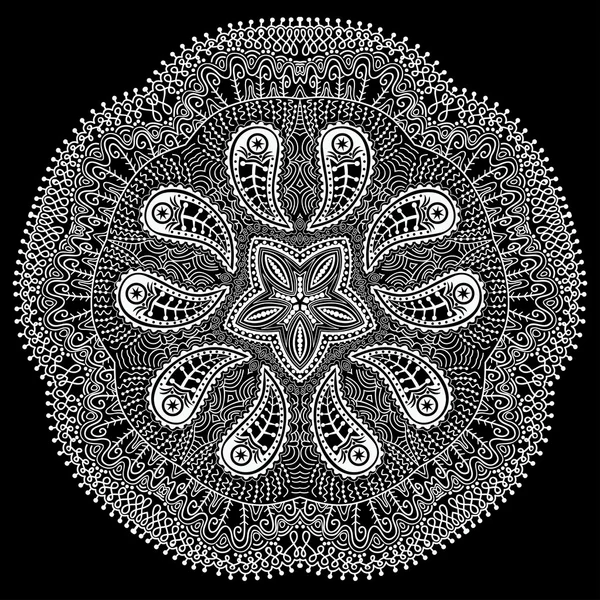 Adorno indio, patrón floral caleidoscópico, mandala . — Archivo Imágenes Vectoriales