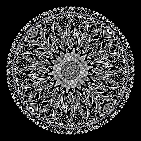Ornamento indiano, caleidoscopico motivo floreale, mandala . — Vettoriale Stock