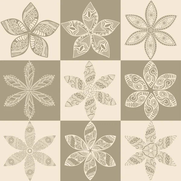Textura xadrez com flores elementos — Vetor de Stock