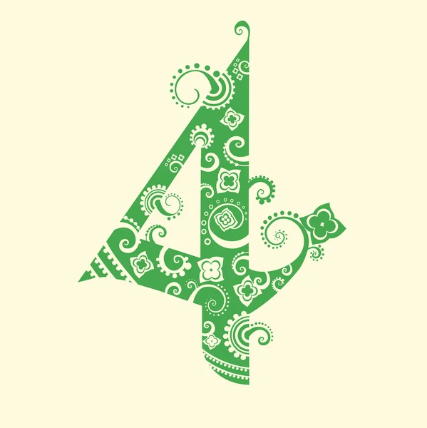 Numéro quatre en vert — Image vectorielle