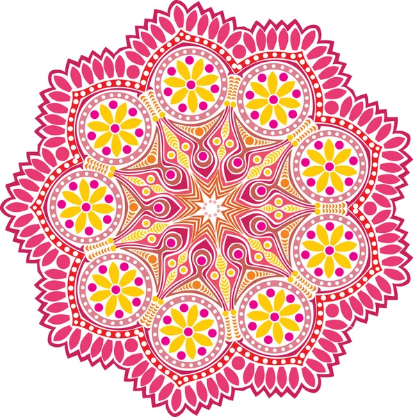 Ornamental round lace flower. — Stock Vector