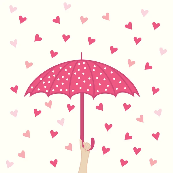 Paraplu en harten regen — Stockvector