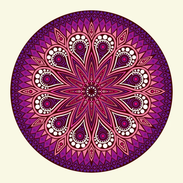 Indiase sieraad, caleidoscopische bloemmotief, mandala. — Stockvector