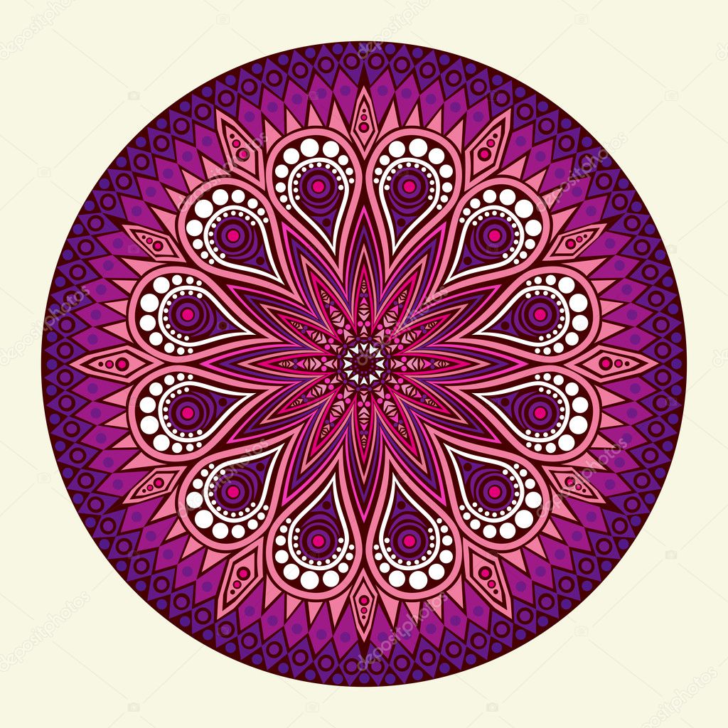 Indian ornament, kaleidoscopic floral pattern, mandala.