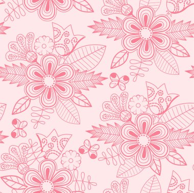 çiçek ve kelebek çiçek seamless modeli