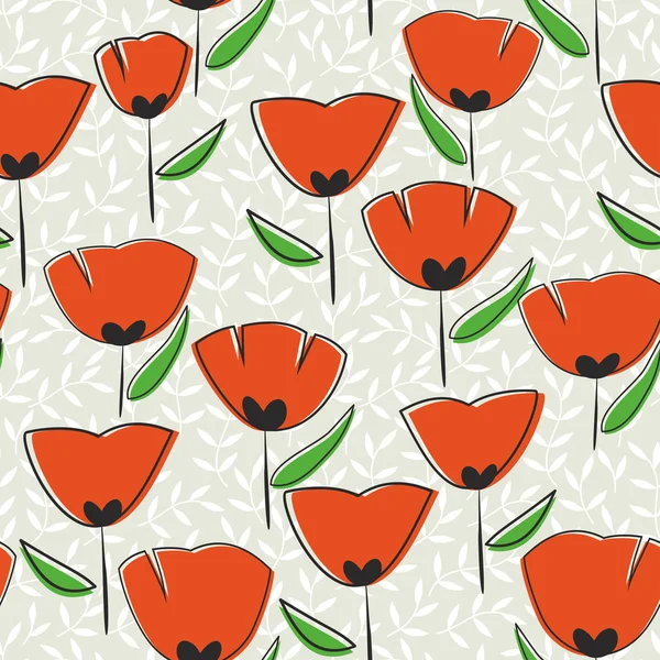 Seamless tulip floral pattern — Stock Vector