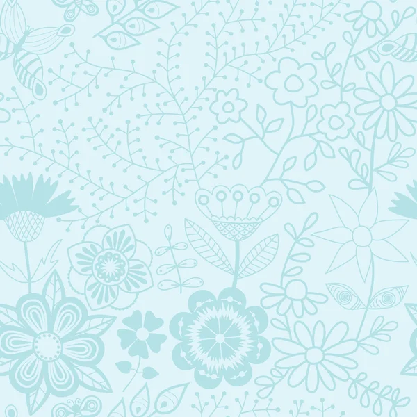 Textura s květinami a motýly — Stockový vektor