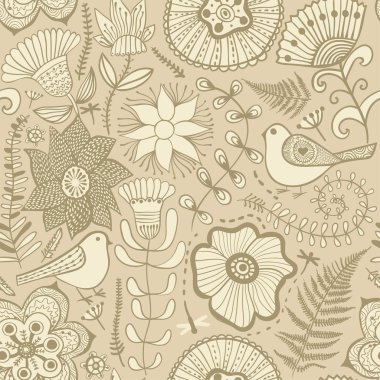 çiçekler ve kuşlar ile suluboya doku