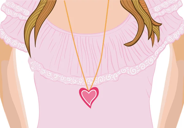 Girl with necklace in lacy jacket — Stock Vector