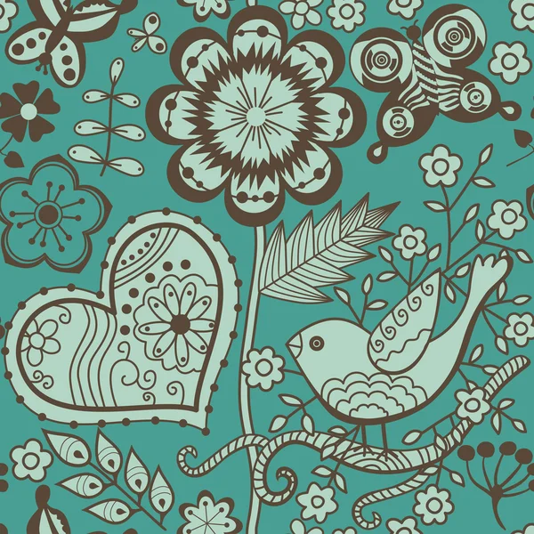 Textura con flores y mariposas . — Archivo Imágenes Vectoriales