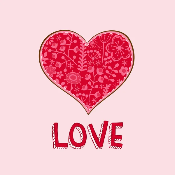 Cartão valentine com coração — Vetor de Stock