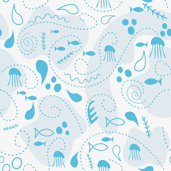 Pod vodou svět tapety s ryby, chobotnice a vegetace — Stockový vektor