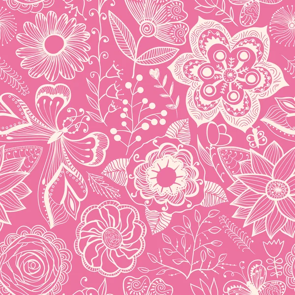 Textura con flores y mariposas — Archivo Imágenes Vectoriales
