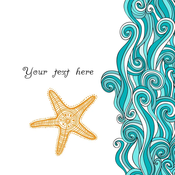 Ondas de fondo y estrellas de mar — Vector de stock