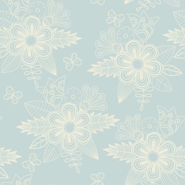 Çiçekli ve kelebekli doku