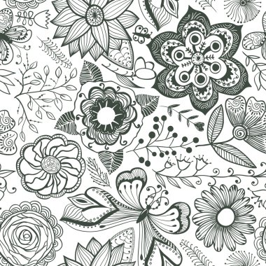 çiçekler ve kelebekler ile sorunsuz doku