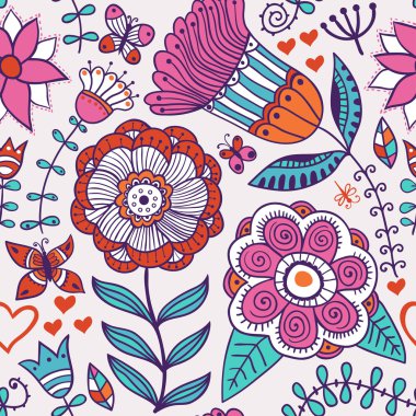 çiçekler ve kelebekler ile sorunsuz doku