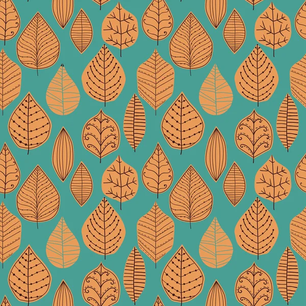 Patrón sin costura de otoño con hoja — Vector de stock