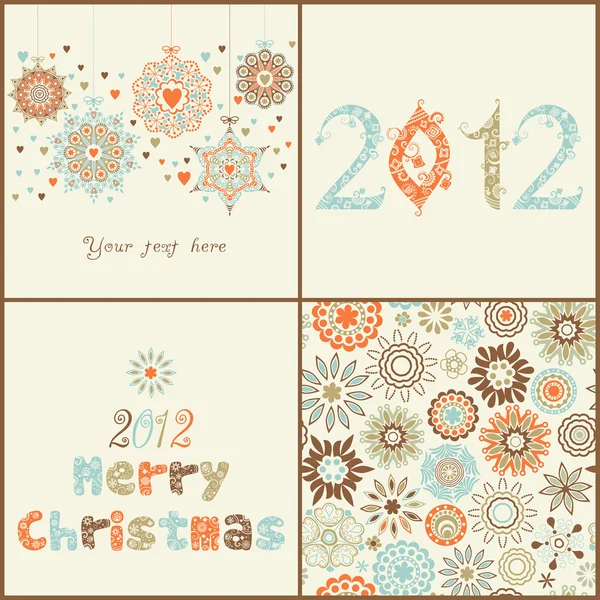 Vintage Christmas set. — Stock Vector