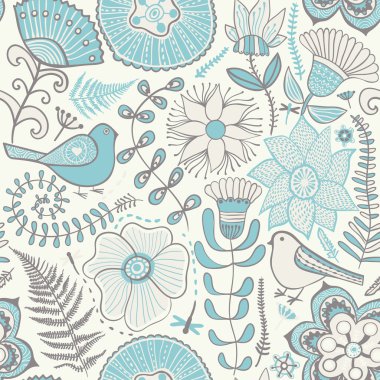 çiçek ve güvercinler ile sorunsuz doku