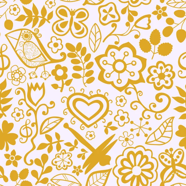ロマンチックなシームレス パターン、花の背景 — ストックベクタ