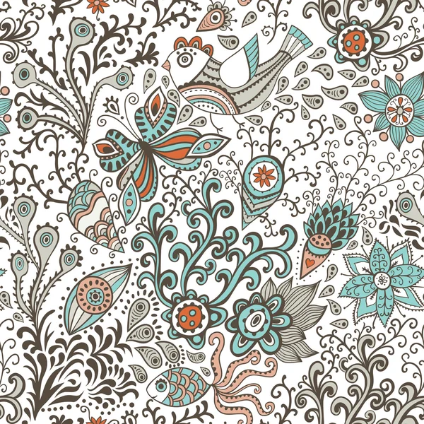 Textura floral adornada sin costuras — Vector de stock