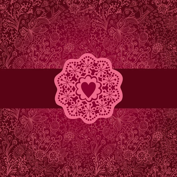 ヴィンテージ ラベルのデザインと赤の花の背景 — ストックベクタ