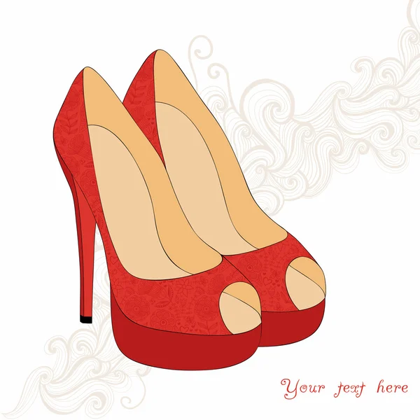 A high-heeled vintage shoes — Stock Vector