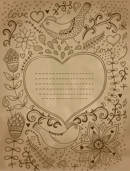 Adorno floral en forma de corazón con lugar para su texto. Fondo del día de San Valentín . — Vector de stock