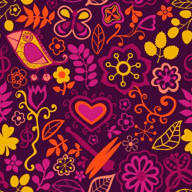 çiçekler ve kuşlar ile sorunsuz doku.