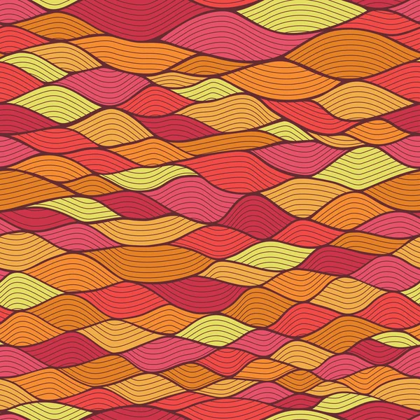 Motif abstrait sans couture coloré dessiné à la main, fond vagues — Image vectorielle