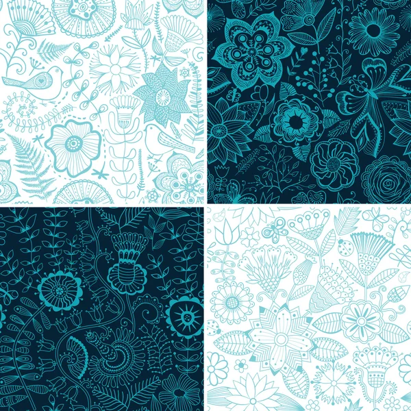 Floral patterns set — Stock Vector