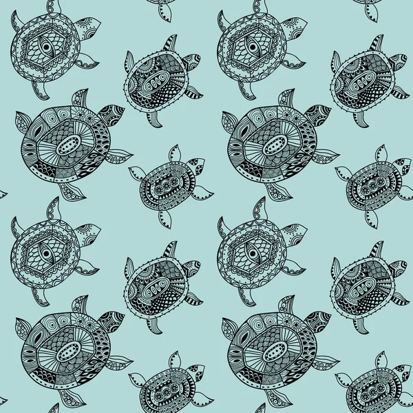 Seamless pattern with turtles — Stock Vector