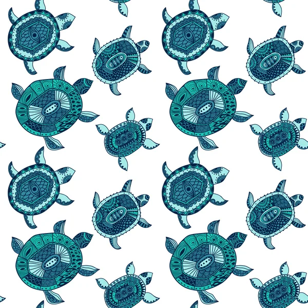 Seamless pattern with turtles — Stock Vector