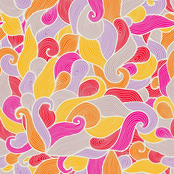 Patrón dibujado a mano abstracto inconsútil colorido, fondo de ondas — Archivo Imágenes Vectoriales
