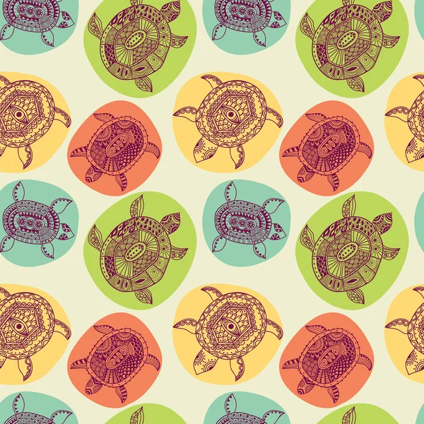 Seamless pattern with turtles — Stock Vector