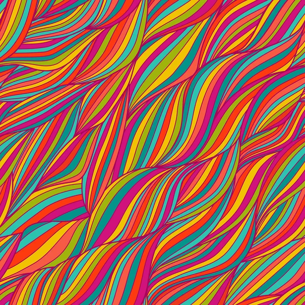 Patrón de ondas dibujadas a mano abstractas sin costura, fondo ondulado. — Vector de stock