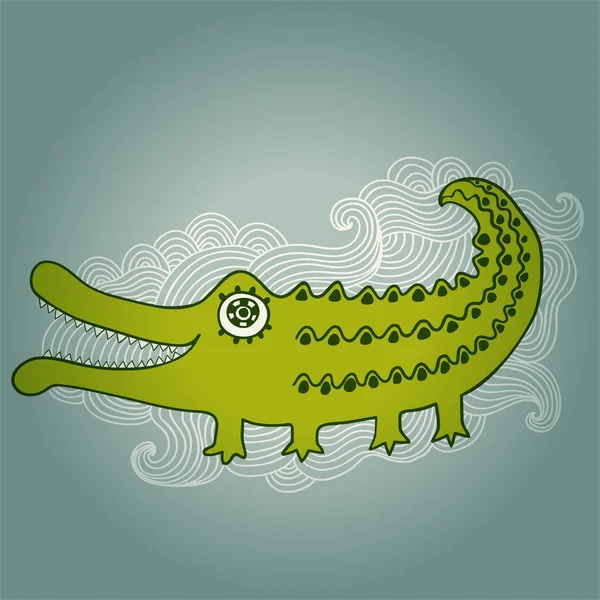 Карикатурная иллюстрация крокодила — стоковый вектор