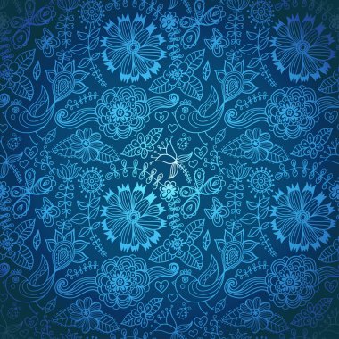 çiçekler, kuşlar ve kelebekler ile sorunsuz doku.