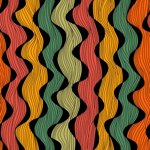 Textura de ondas dibujadas a mano abstracta sin costuras . — Vector de stock