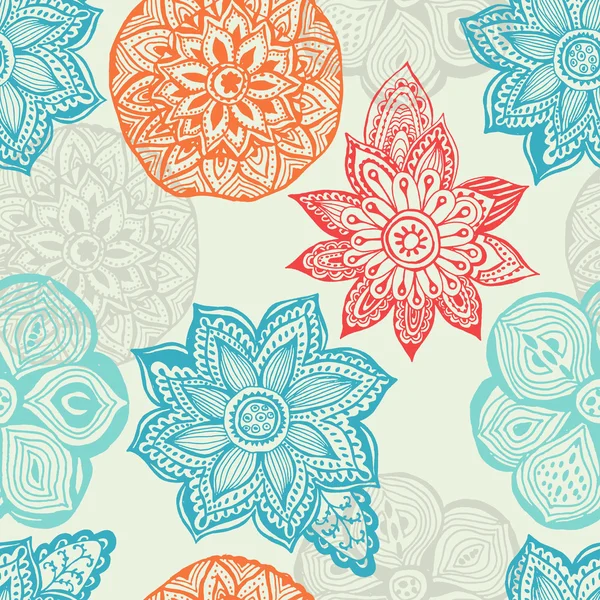 Flores adornadas fondo sin costuras . — Vector de stock