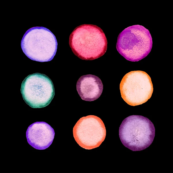 Vector set of round watercolor stains — 스톡 벡터